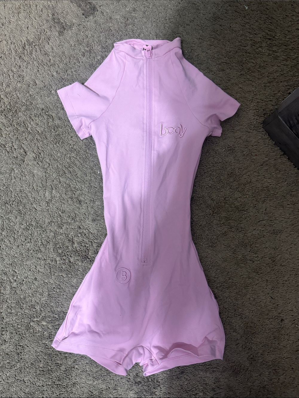 Lilac Short-Sleeve Zip-Front Romper Jumpsuit